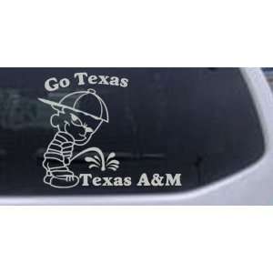 Silver 28in X 22.7in    Go Texas Pee On Texas AandM Car Window Wall 