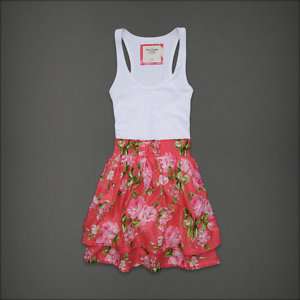 Abercrombie Womens NWT Tristen Red Floral White Tank Sleveless Dress 