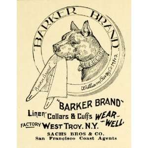  1899 Ad Sachs Bros Barker Brand Dog Collar Pet Products 