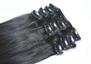 Clip IN Haarverlängerung Schwarz #1B Glatt 65cm L Set  