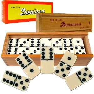 Premium Set of 28 Double Six Dominoes w/Wood Case NEW  