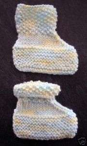 Blue Multicolor HAND KNIT Baby Booties     