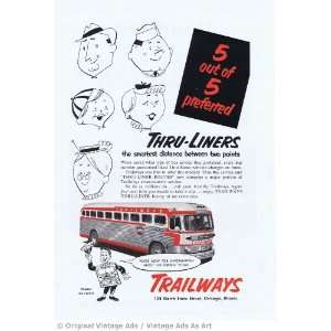  1957 Trailways Thru Liners Vintage Ad 