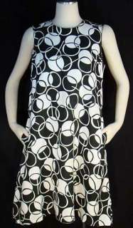 Vintage 60s MOD Trapeze Style Dress ~ Brown & White CIRCLE Print 