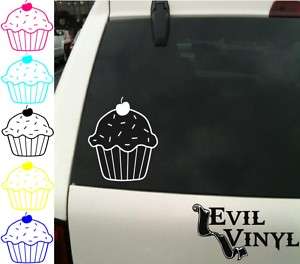 Cute Cherry Cupcake Car Truck Decal Sticker ANY COLOR  