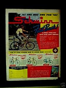 Schwinn Sting Ray Bike Fastback 1966 Racer Bicycles AD  