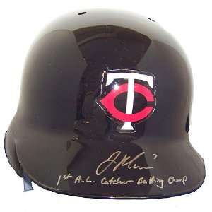   Joe Mauer Autographed Helmet with 1st AL Catcher Bating champ Ins