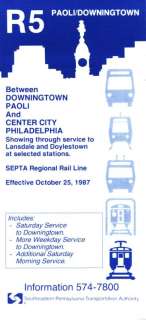 SEPTA REGIONAL RAIL LINE timetable,1987,PAOLI,Philly  