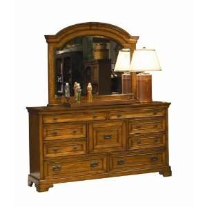 Lansford Park Chesterfield Master Dresser and Mirror Set in Distressed 