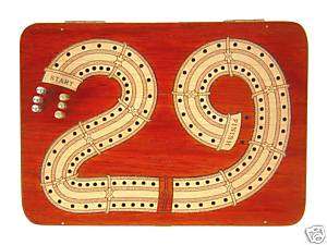 29 Cribbage Board Continuous 2 Tracks inlaid Bloodwood  