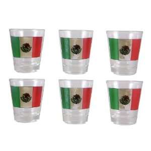  Set of 6 Mexican Flag Shot Glasses