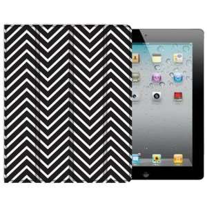 Glam Cute iPad 1, 2 and 3 Case w Built in Stand   Zigzag Stripe Black 