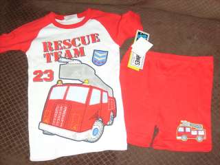 NWT NEW BOYS FIRE TRUCK RESCUE SUMMER PAJAMAS SET 6  