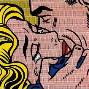  Roy Lichtenstein 31W by 31H  Kiss V (Serigraph) CANVAS 
