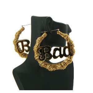 POParazzi Inspired Rihannas Bad Bamboo Earrings HE2005GDCLT Gold/Gold 