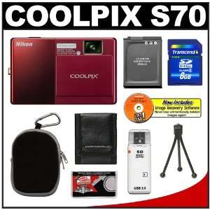 com Nikon Coolpix S70 12.1MP Digital Camera (Red & Red) 3.5 inch OLED 