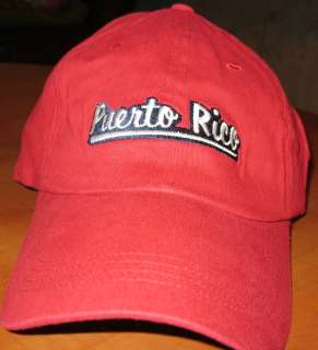 PUERTO RICO RED FLEX FITTED SLOUCH BASEBALL CAP HAT NEW  