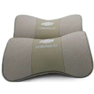 com Cool2day 2pcs grey Chevrolet Cow Leather Car Seat neck Rest Belt 