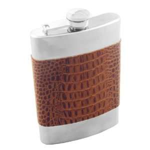  Visol Bensimon Brown Handcrafted Leather 8oz Hip Flask 