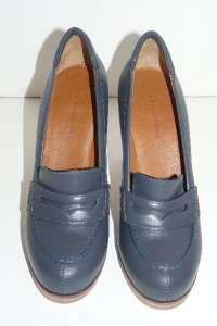 Authentic Balenciaga Penny Loafers Pump Heels Shoes Grey Leather 38 7 