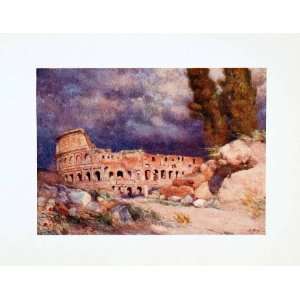  Print Colosseum Storm Rome Italy Historical Landmark Architecture 