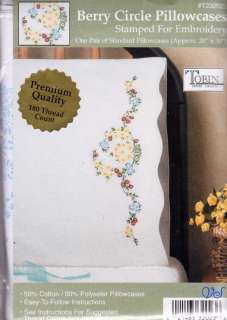 Tobin Stamped Embroidery kit 20 x 30 Pillowcases ~ BERRY CIRCLE Sale 