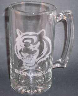 Personalized NFL Cincinnati Bengals Laser Etched Glass Beer Mug 25oz 
