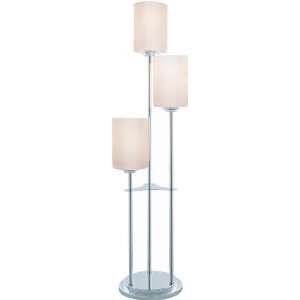 Bess Collection 3 Light 34 Chrome Table Lamp with Frost Glass Shades 