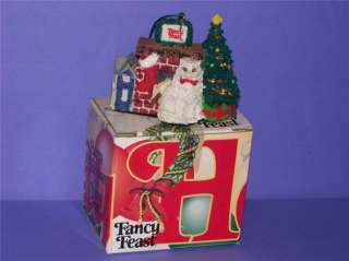1993 Fancy Feast Ornament Cat Christmas Fireplace With Box  