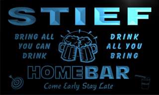 STIEF Family Name Home Bar Beer Mug Cheers Neon Light Sign  
