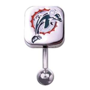  Miami Dolphins 316L Stainless Steel Belly Ring   14G   3/8 Inch 