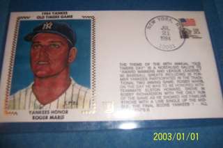 New York Yankees ROGER MARIS Old Timers Day SILK Cachet  