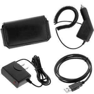  Sync Transfer USB Data Cable + Black Horizontal Pouch Case 