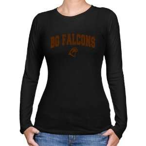 Bowling Green St. Falcons Ladies Black Logo Arch Long Sleeve Slim Fit 