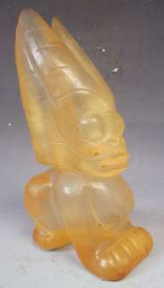 Old Chinese Crystal Carved Human Face Beast Statue  