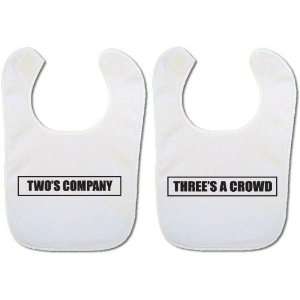  Twin baby bibs Twos company, Threes a crowd Baby