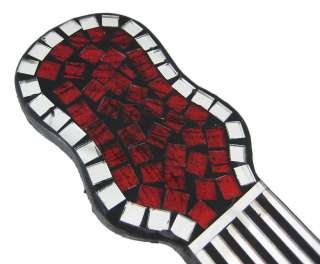 MOSAIC GLASS GUITAR WALL HANGING   RED  