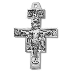 Sterling Silver Large San Damiano Cross Medal with 20 Stainless Steel 