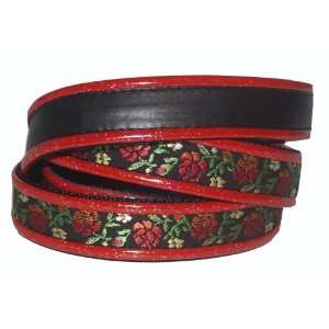  Heads RJ Cash Petwear Brocade Red Roses Dog Collar and Leash, Large 