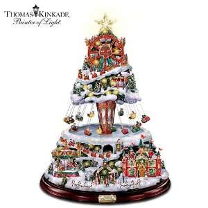  Thomas Kinkade Illuminated Musical Rotating Tabletop Christmas Tree 