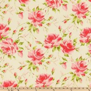   Poplin Floral Ivory/Rose/Pink Fabric By The Yard Arts, Crafts