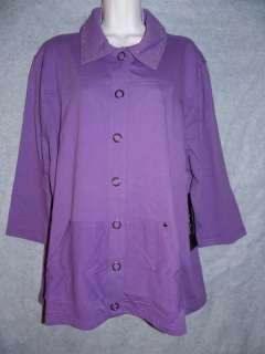 NWT SPORT COUTURE WOMEN Plus Size Purple Rhinestone Knit Jacket 2X 3X 