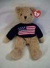 LARGE TY CLASSIC CURLY BEAR AMERICAN FLAG SWEATER 1990 VINTAGE PLUSH 