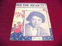 1927 DID YOU MEAN IT? ADELE ROWLAND PIANO SHEET MUSIC  
