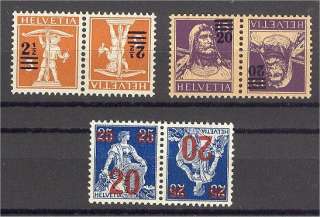 SWITZERLAND, GROUP 3 DIFF PROVISIONAL TETE BECHE STAMPS  