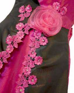 Beaded Flower Trim Open Hem Evening Formal Gown Dress M L XL 2XL 3XL 