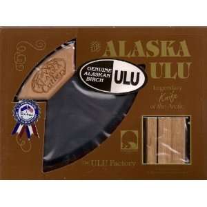 Alaskan Birch Wood Handled Ulu & Stand   MOUNTAINS/ALASKA 