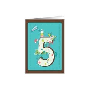  Happy 5th Birthday, whimsical drawings Card Toys & Games