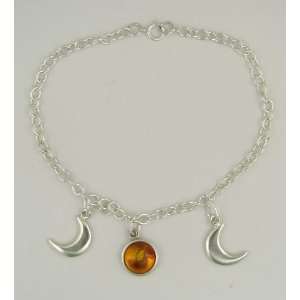 Triple Goddess Sterling Silver Bracelet Accented with a Genuine Amber 
