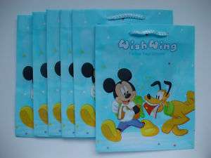 Colourful Mickey Mouse Plastic Shopping Gift Bag x 6  